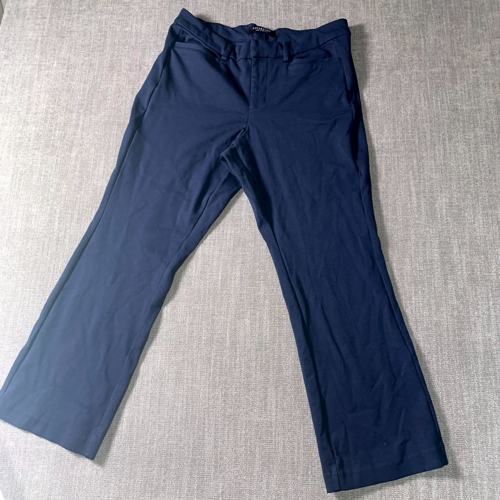Liverpool Dress Pants Womens 16W Blue Flat Front Mid Rise Flared Leg Office Wear